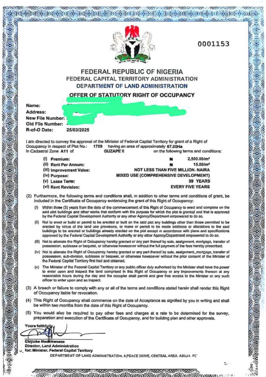 67hectares Mixed Use, Guzape District, Abuja, Mixed-use Land for Sale