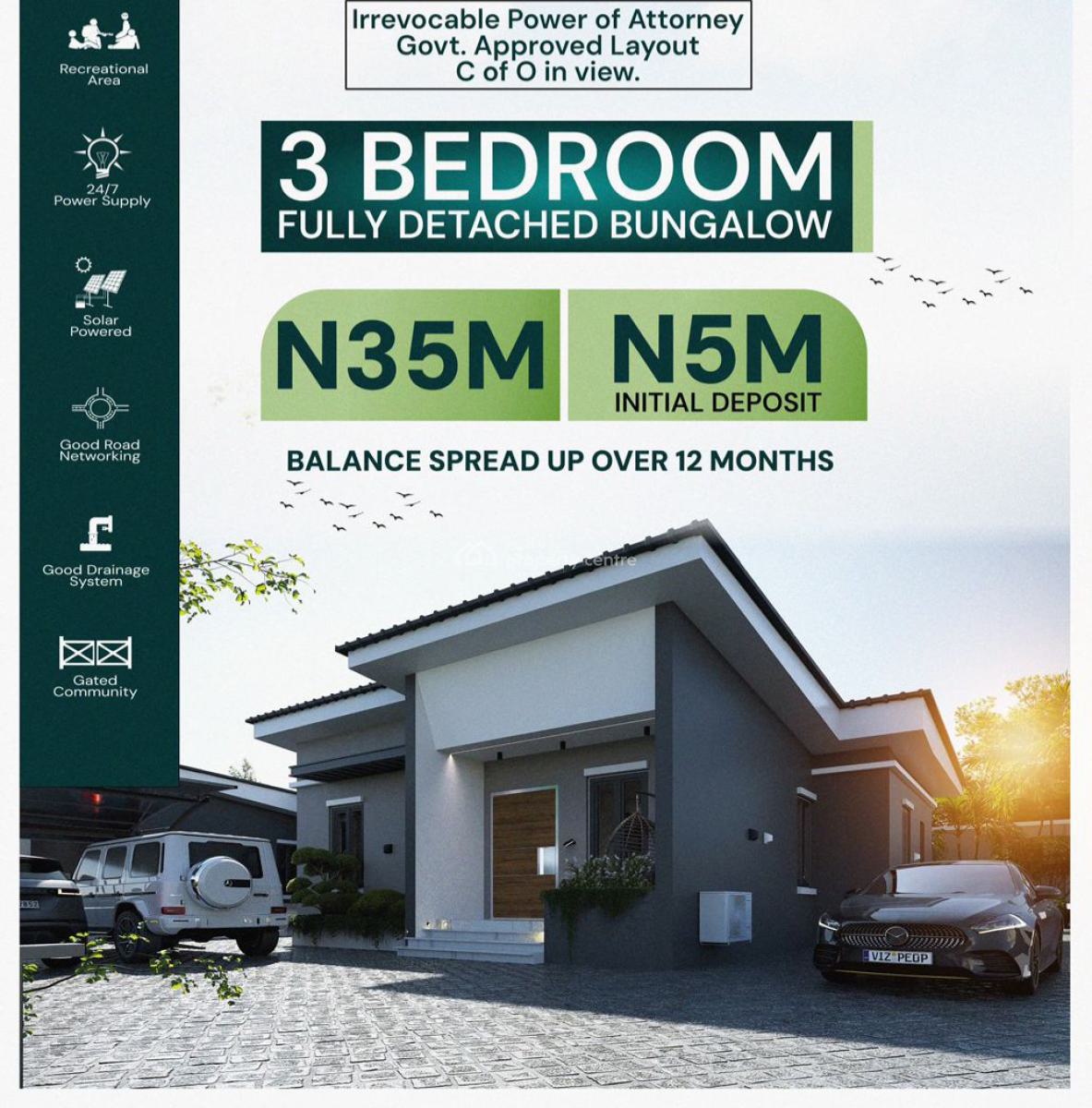 3 Bedroom Fully-detached Bungalows with Solar, Off Aka-nung Udoe, Uyo, Akwa Ibom, Detached Bungalow for Sale