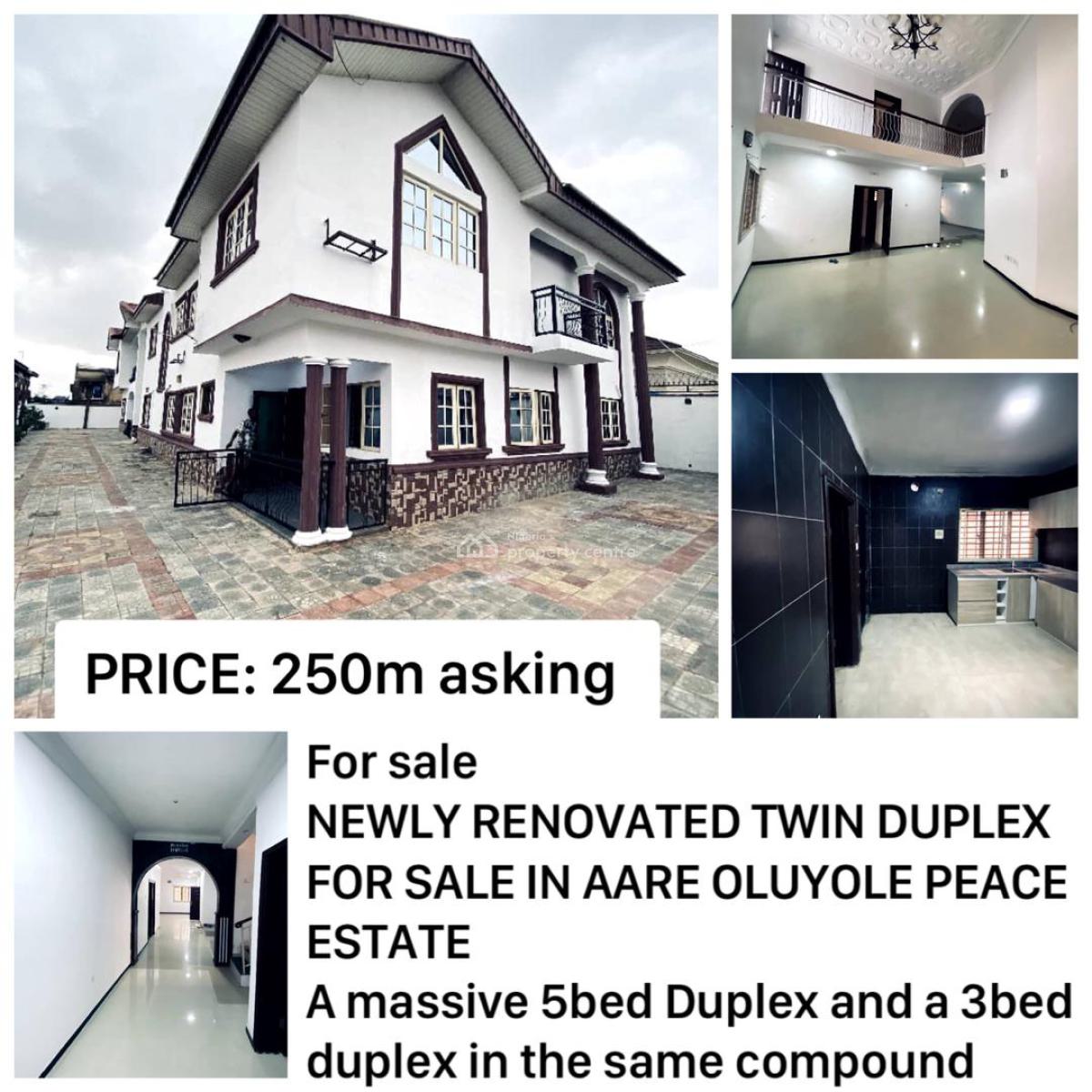 Massive Newly Renovated Twin Duplex 5bed and 3bed One Compound, Aare Oluyole Estate, Ibadan, Oyo, Detached Duplex for Sale
