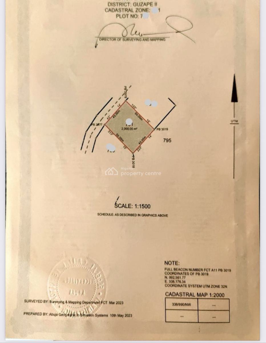 Distress, 2000sqm Residential, Fcda Cofo,, Guzape 2, Guzape District, Abuja, Residential Land for Sale