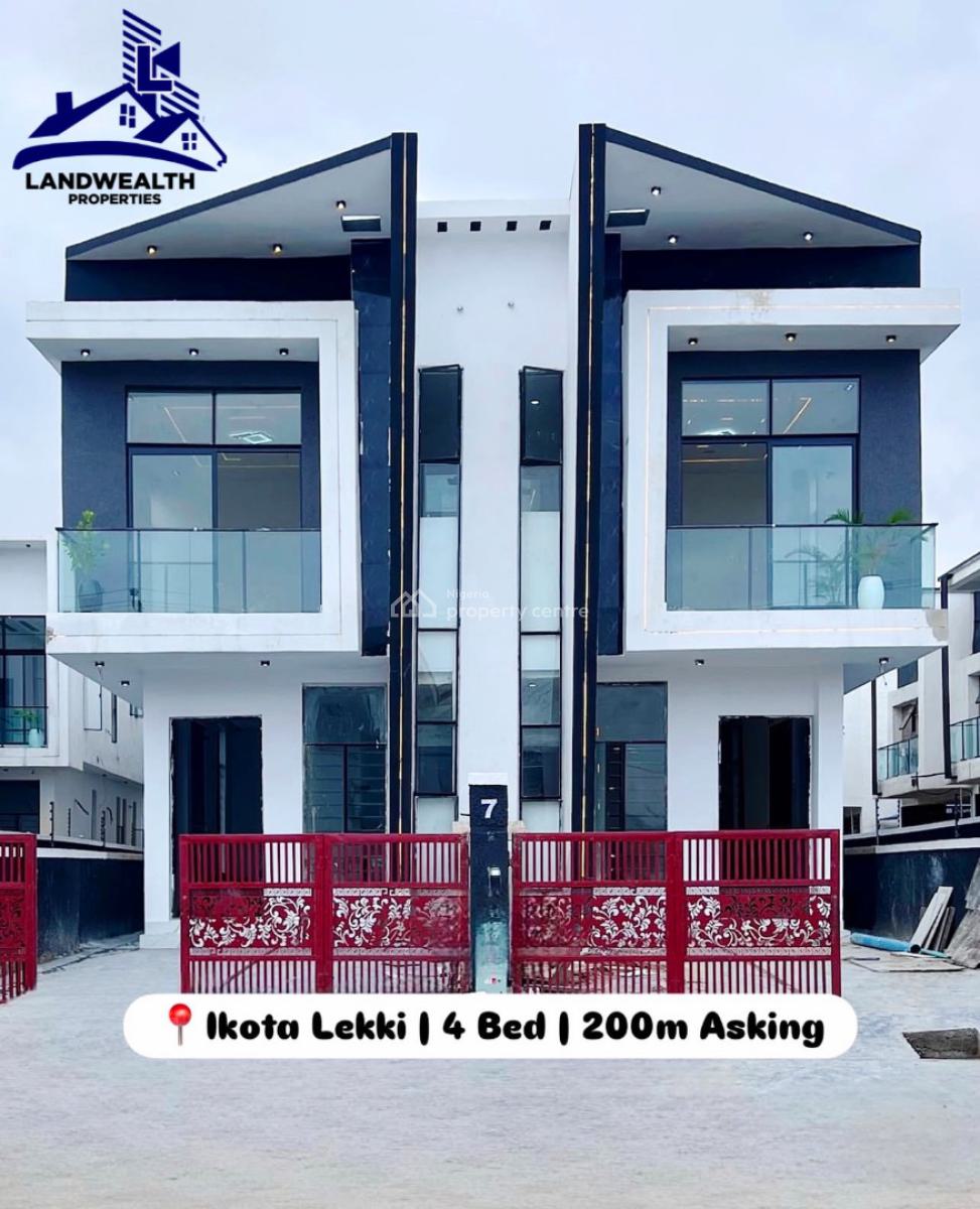 Contemporary 4 Bedroom Semi-detached Duplex with Bq, Secure Estate at Ikota Lekki, Ikota, Lekki, Lagos, Semi-detached Duplex for Sale