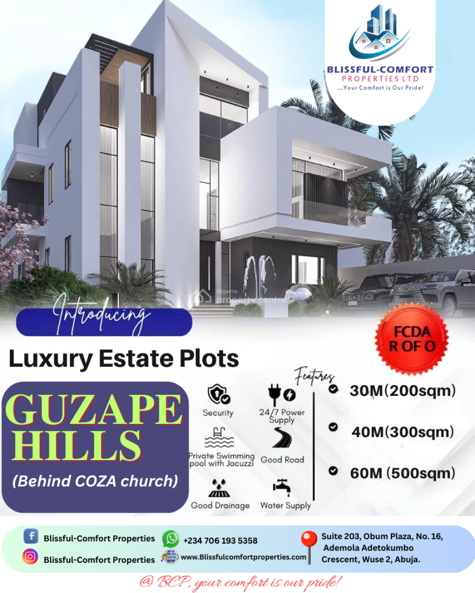 Guzape Hills Estate, Close to Cityscape and Coza Church., Guzape District, Abuja, Residential Land for Sale