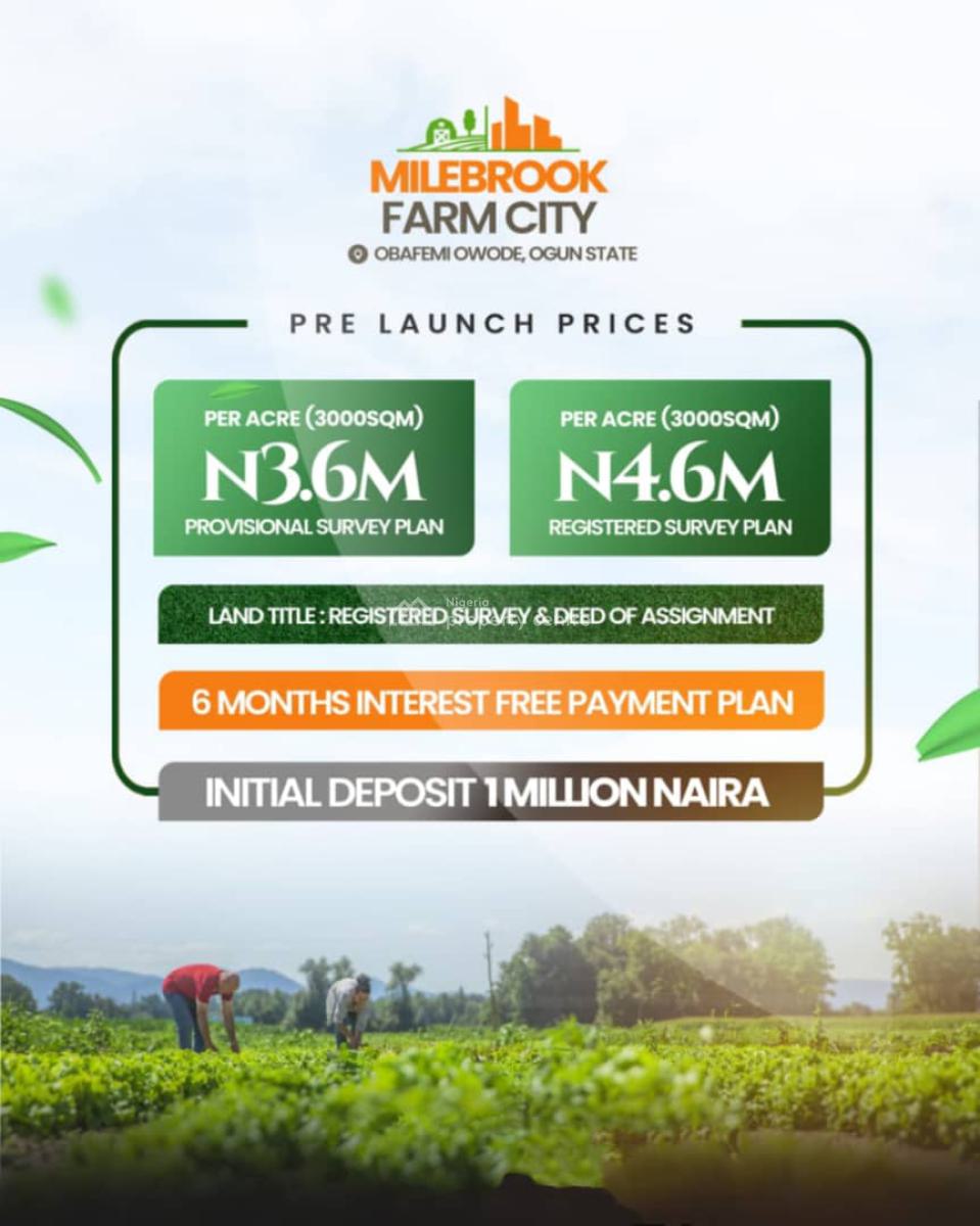 Cheap Farm Land in a Secure Estate, Milebrook Farm City, Obafemi Owode, Ogun, Industrial Land for Sale