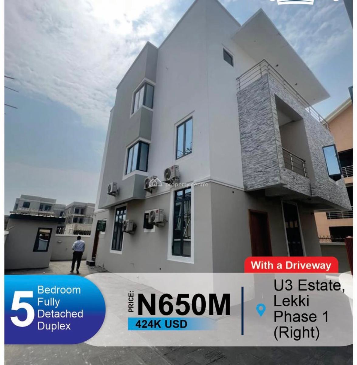 Stunning 5 Bedroom Detached Duplex with Bq, Lekki Phase 1, Lekki, Lagos, Detached Duplex for Sale