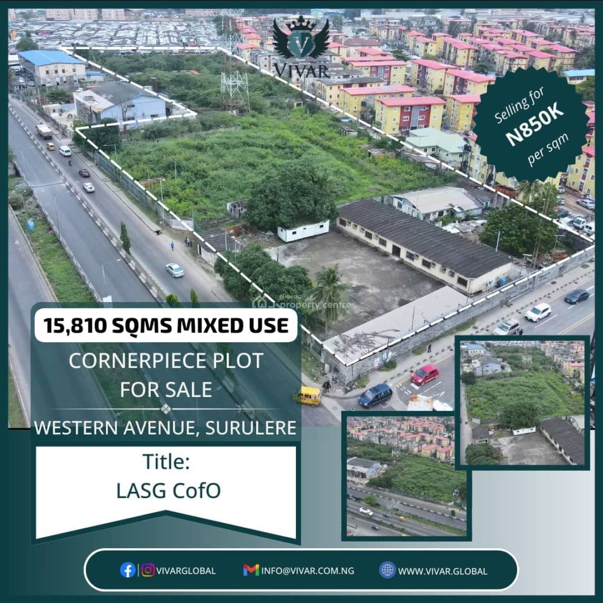 a Standard Prime Mixed-use Corner Piece Bareland, Surulere, Lagos, Mixed-use Land for Sale