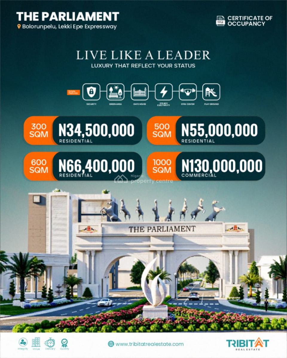 C of O Estate Land with Helipad Facing Express, The Parliament, Bolorunpelu, Ibeju Lekki, Lagos, Residential Land for Sale