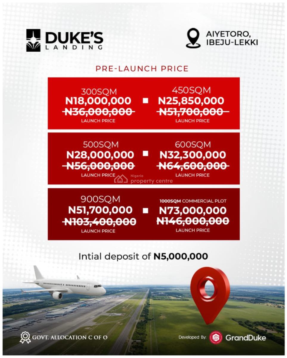 Pre-launch Offer on Land Close to The Lekki International Airport, Duke’s Landing, Close to The Lekki Airport, Ibeju Lekki, Lagos, Residential Land for Sale