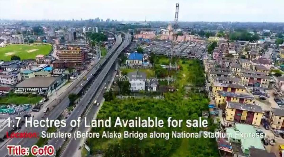 Commercial Land Measuring 1.7 Hectares (17,550sqm), Before Alaka Bridge Along National Stadium Express, Bode Thomas, Surulere, Lagos, Commercial Land for Sale