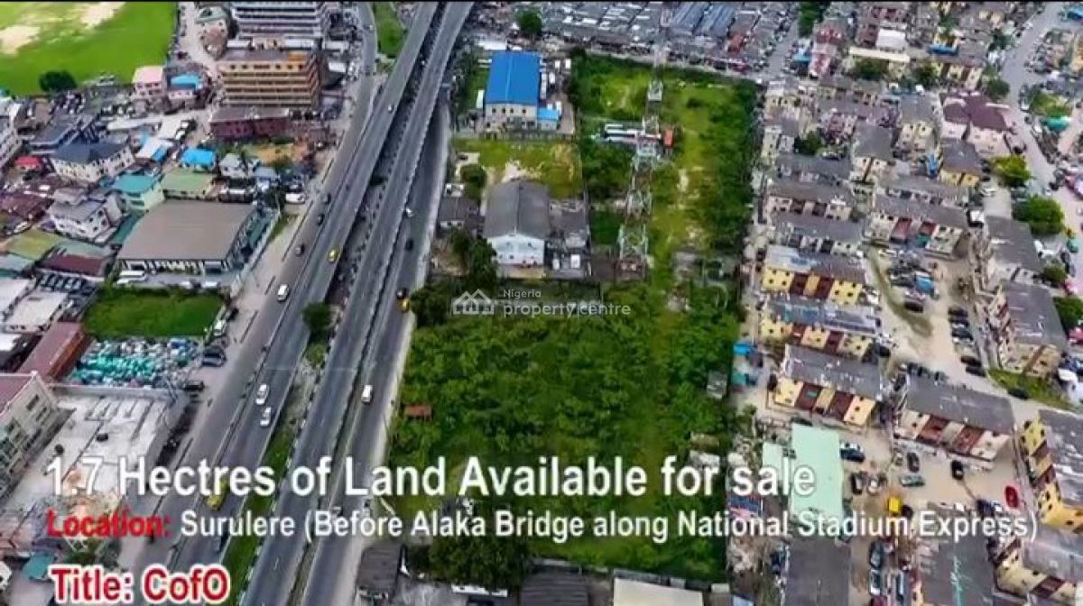 Commercial Land Measuring 1.7 Hectares (17,550sqm), Before Alaka Bridge Along National Stadium Express, Bode Thomas, Surulere, Lagos, Commercial Land for Sale