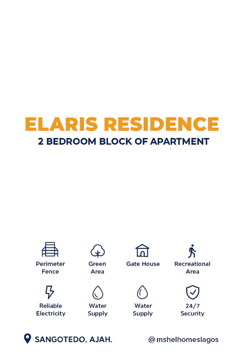 Affordable 2-bedroom Apartment, Elaris Residence, Olokonla Road, Sango-tedo, Olokonla, Ajah, Lagos, Flat / Apartment for Sale