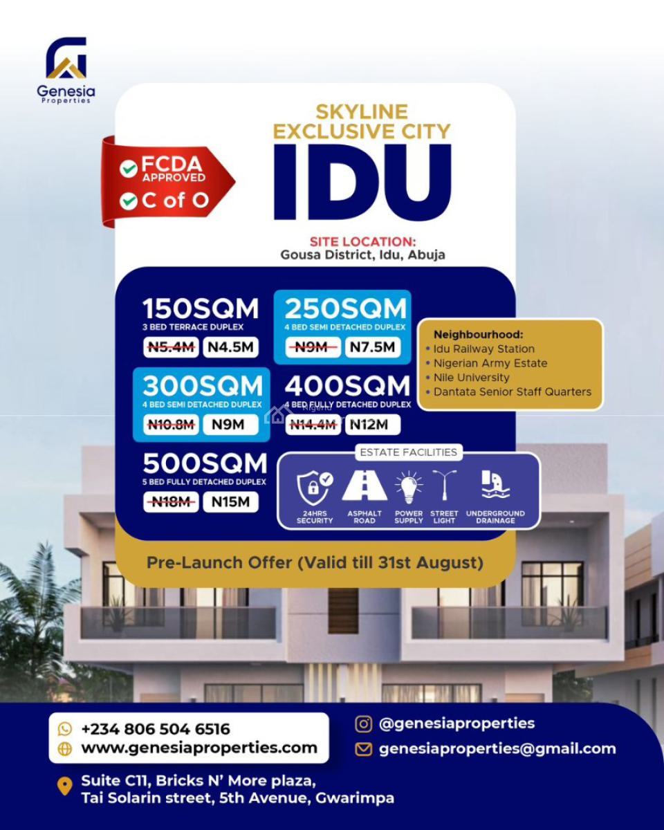Residential Plot, Skyline Exclusive City Idu Guosa District Idu Industrial Area Fct, Idu Industrial, Abuja, Mixed-use Land for Sale