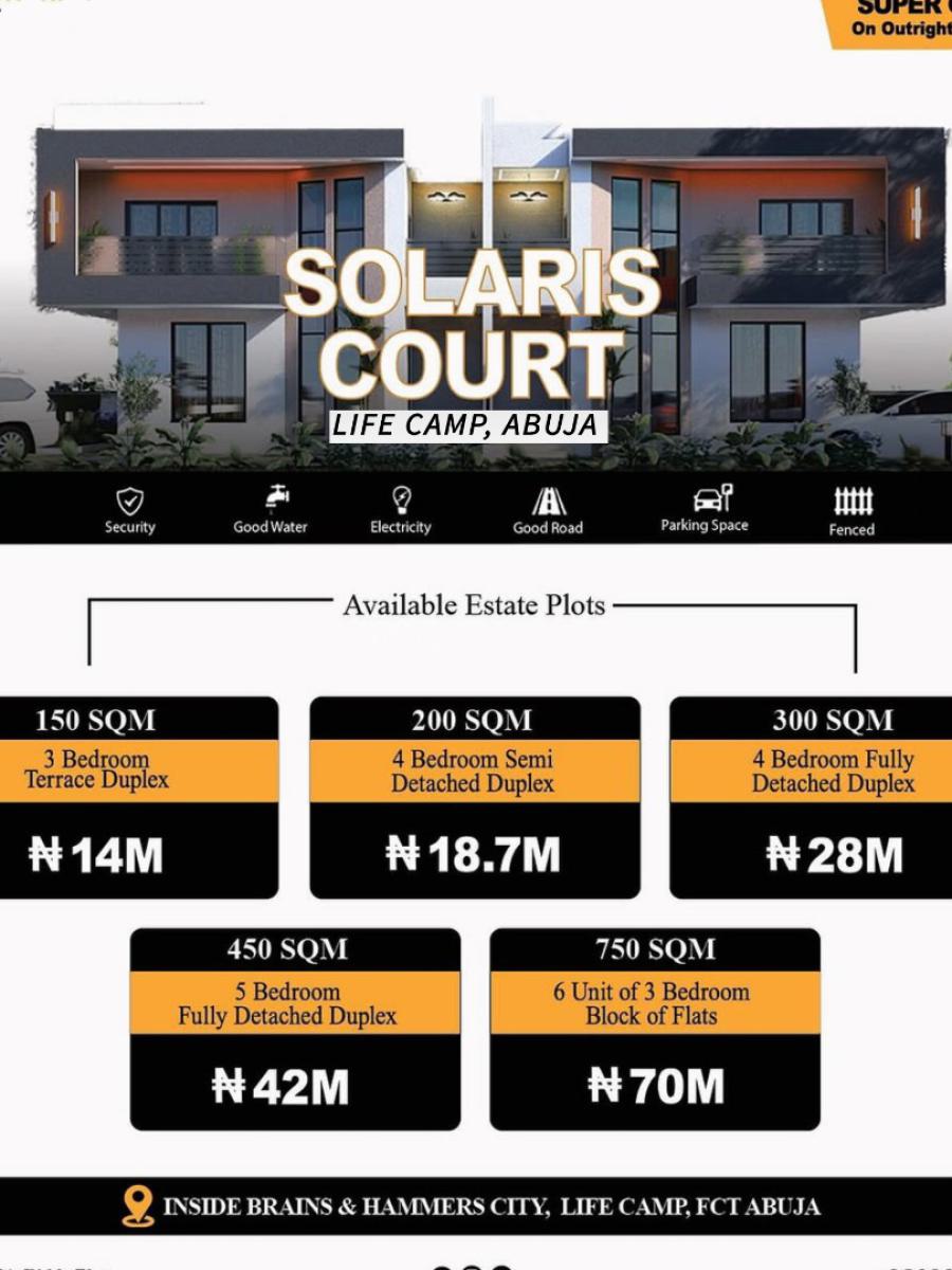150sqm to 750sqm Residential Plots in Strategic Location, Inside Brains and Hammers City, Life Camp, Abuja, Residential Land for Sale