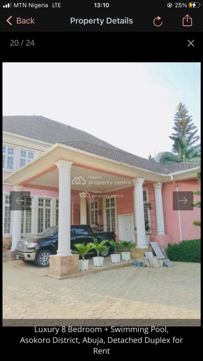 8bedroom Mansion Fully Detached with Bq, Asokoro, Asokoro District, Abuja, Detached Duplex for Rent
