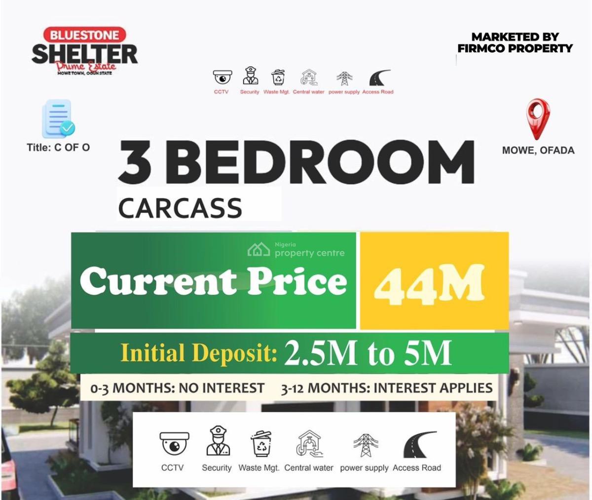 Stunning 3 Bedrooms Fully Detached Bungalow, Mowe Town, Ogun, Detached Bungalow for Sale
