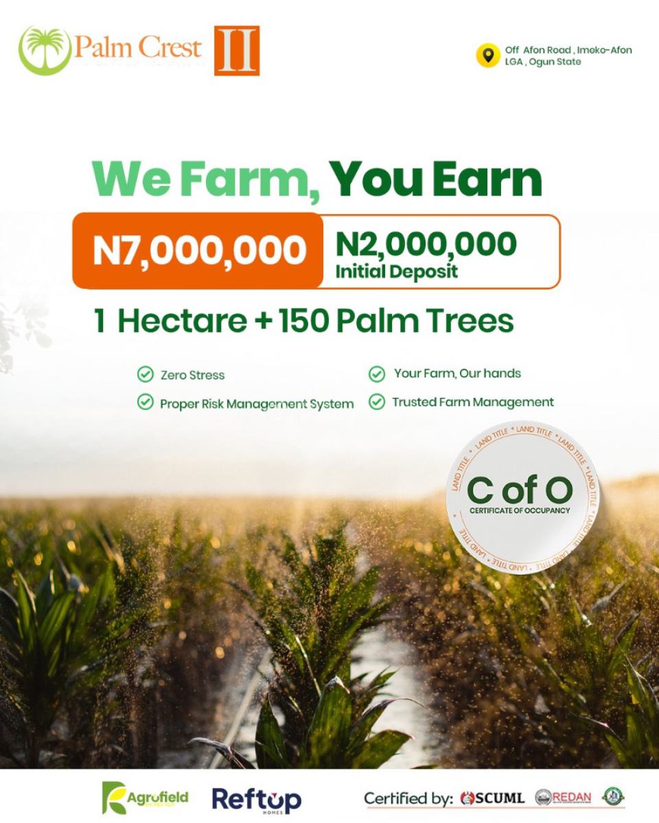 Palm Crest 2: Buy Acres of Palm Oil Plantation and Earn Yearly, Local Government, Imeko Afon, Ogun, Land for Sale