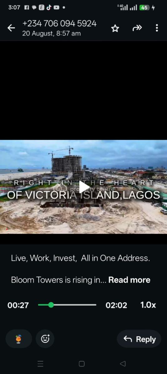 Prestigious Apartments with Premium Office Spaces, Okunde Bluewaters & Tourism Scheme/oniru Bloom Towers, Victoria Island (vi), Lagos, Block of Flats for Sale