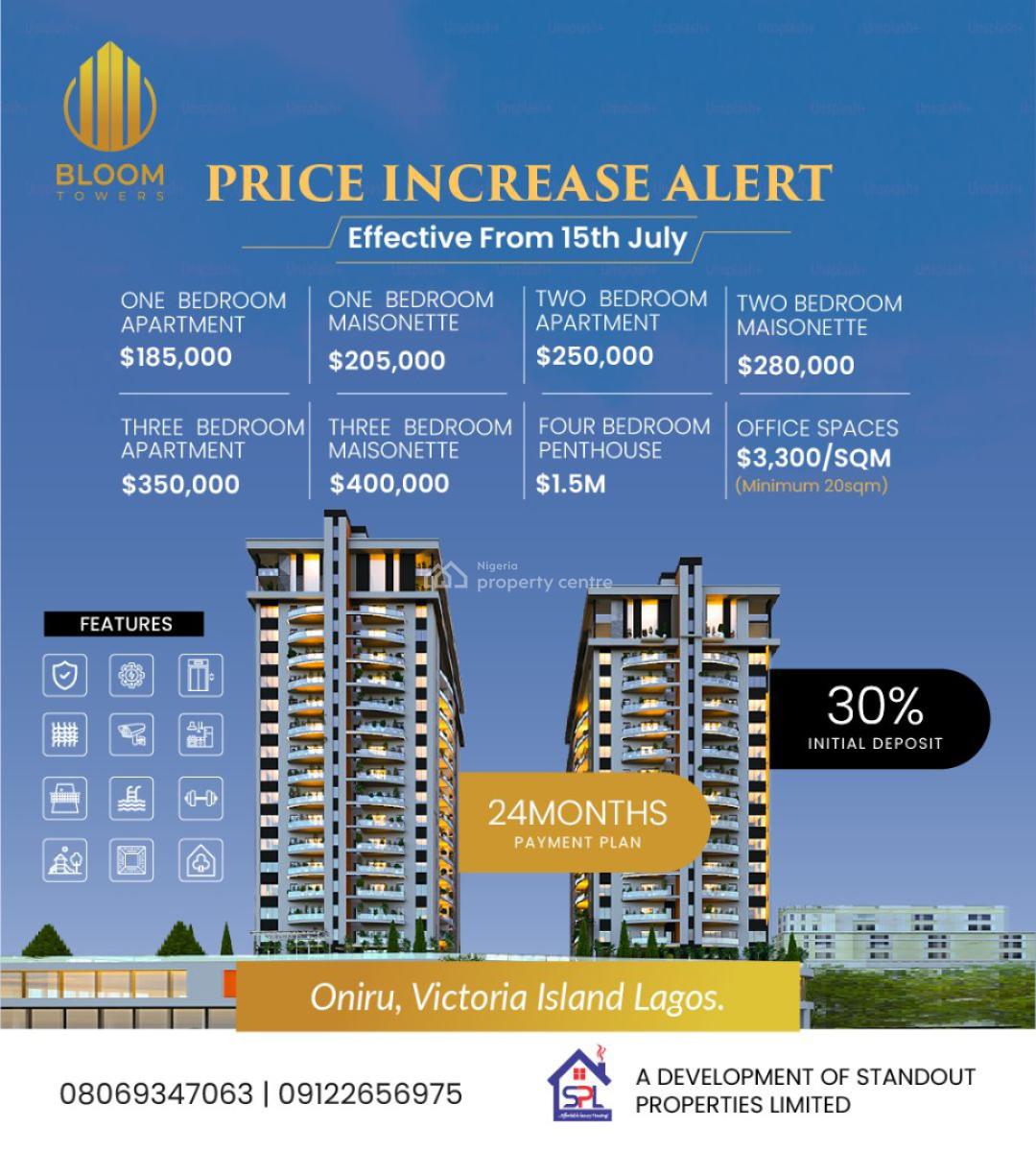 Prestigious Apartments with Premium Office Spaces, Okunde Bluewaters & Tourism Scheme/oniru Bloom Towers, Victoria Island (vi), Lagos, Block of Flats for Sale