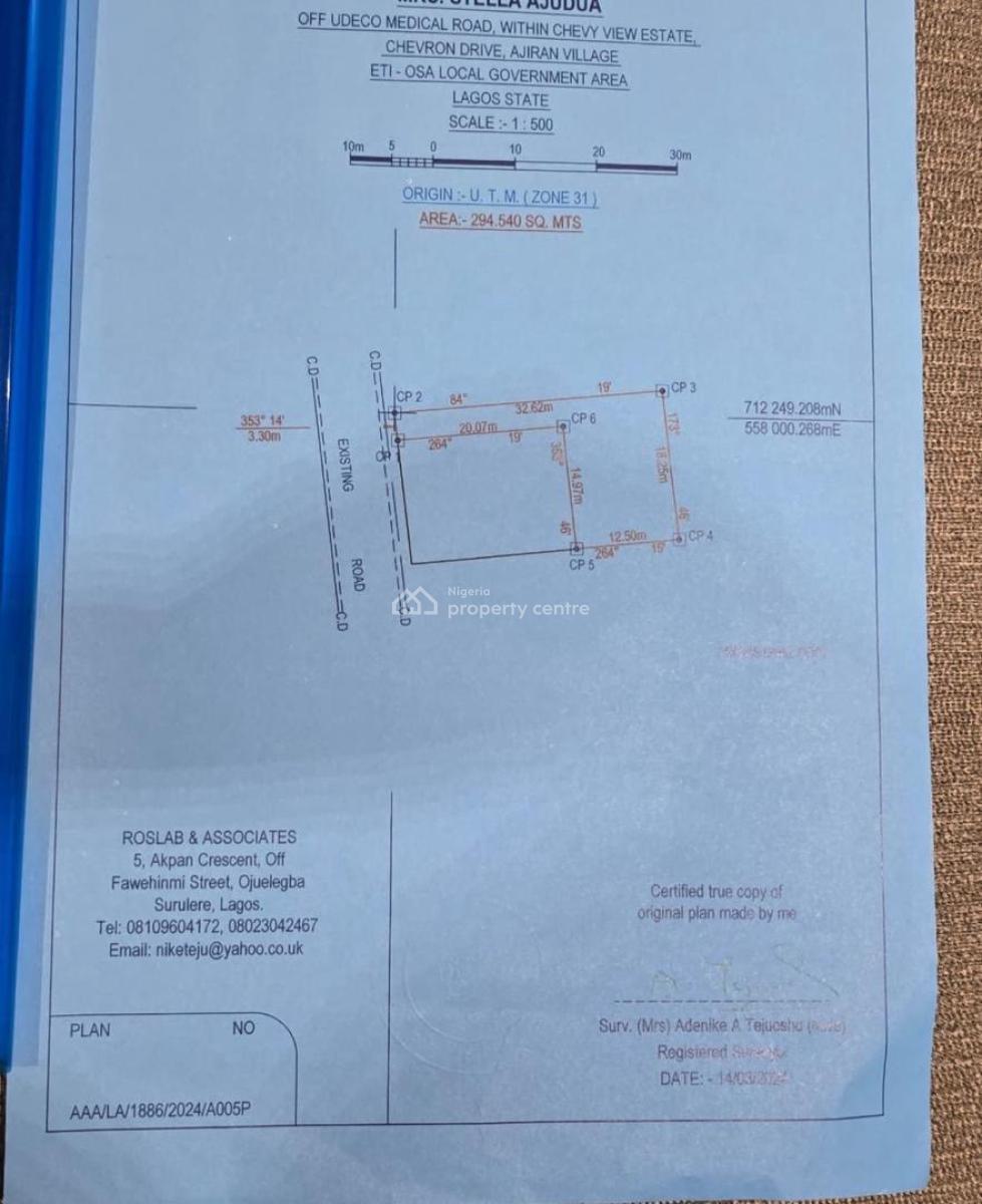 Drive Way Half Plot on Chevron Drive, Chevron Drive, Lekki, Lagos, Residential Land for Sale