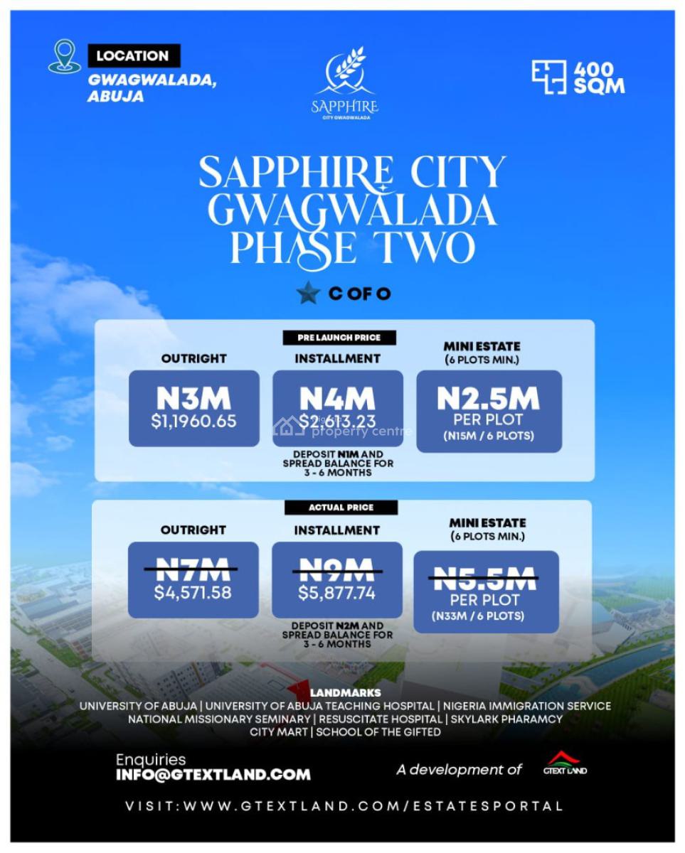 Sapphire Estate Gwagwalada, Abuja., Gwagwalada Expressway ,close to University of Abuja  Main Campus., Gwagwalada, Abuja, Mixed-use Land for Sale