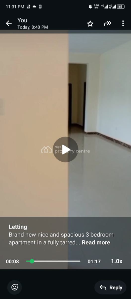 3bedroom Apartment @jahi, Jahi, Abuja, Flat / Apartment for Rent