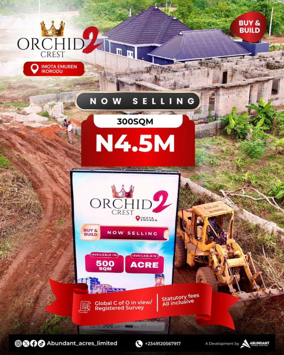 Buy and Build Land in Orchid Crest Estate in Installment Payment, Two(2) Minutes Drive From Caleb University, Imota, Ikorodu, Lagos, Residential Land for Sale