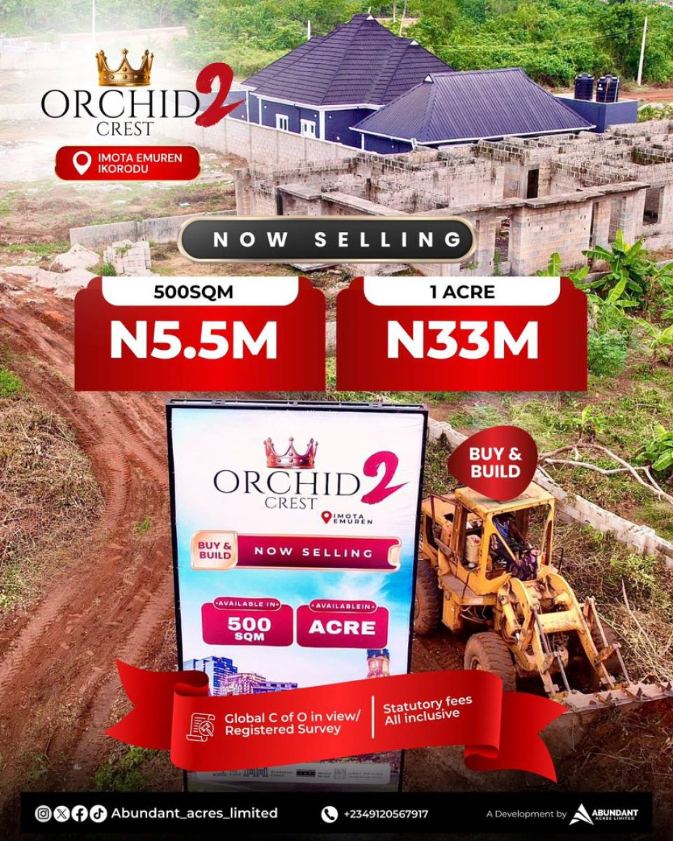 Buy and Build Land in Orchid Crest Estate in Installment Payment, Two(2) Minutes Drive From Caleb University, Imota, Ikorodu, Lagos, Residential Land for Sale