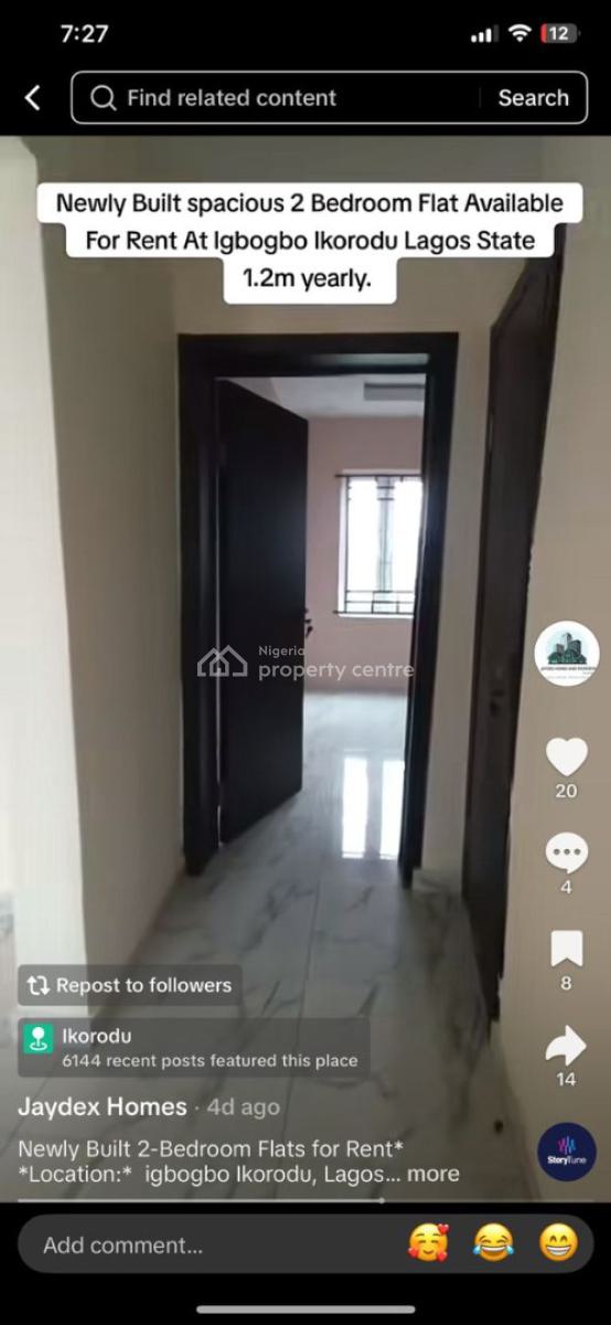 2 Bedroom Flat, Igbe Laara Ikorodu, Ikorodu, Lagos, Flat / Apartment for Rent