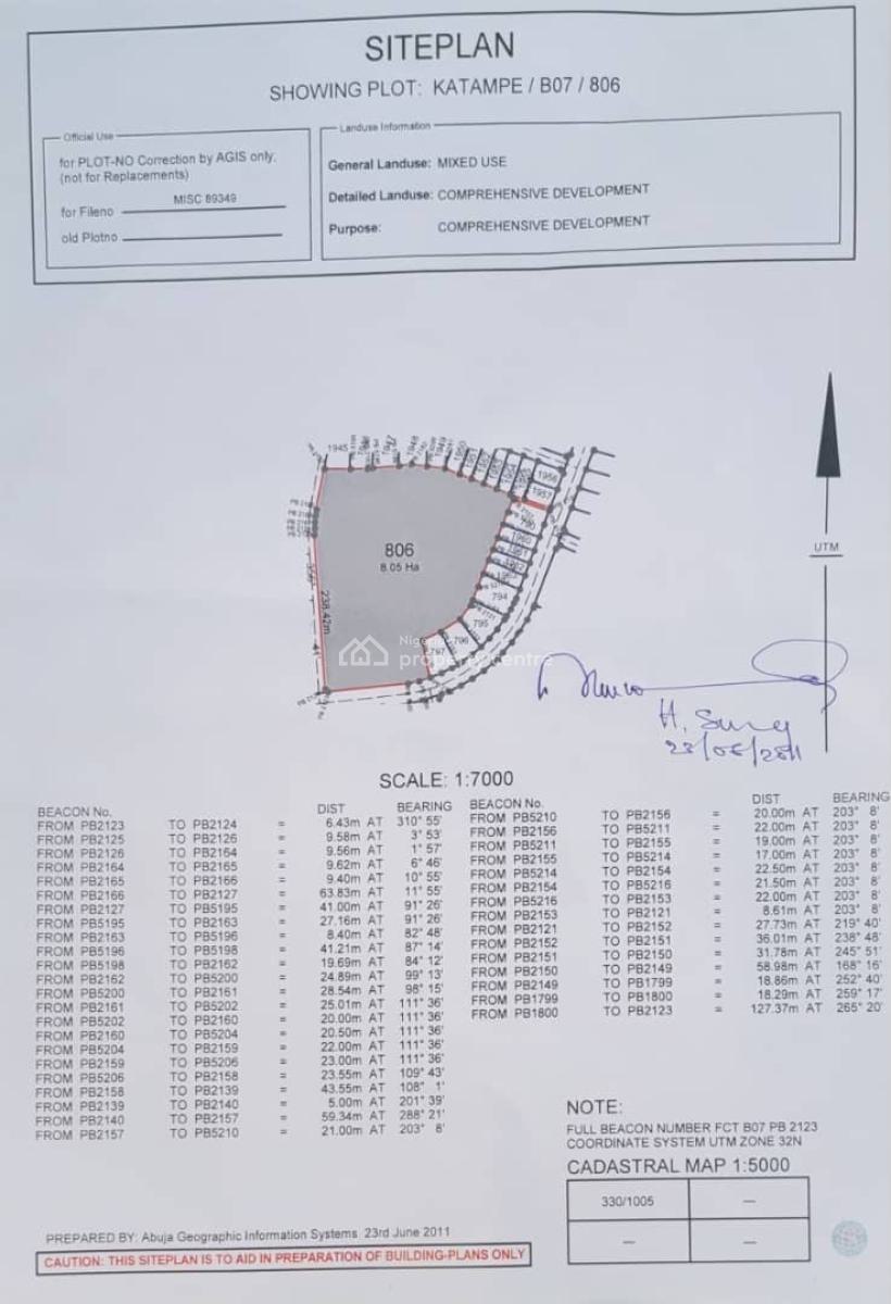 Estate Plot 500 Sqm for 5 Bedrooms Duplex with Bq and a Security House, Katampe Main By Aso, Katampe, Abuja, Land for Sale