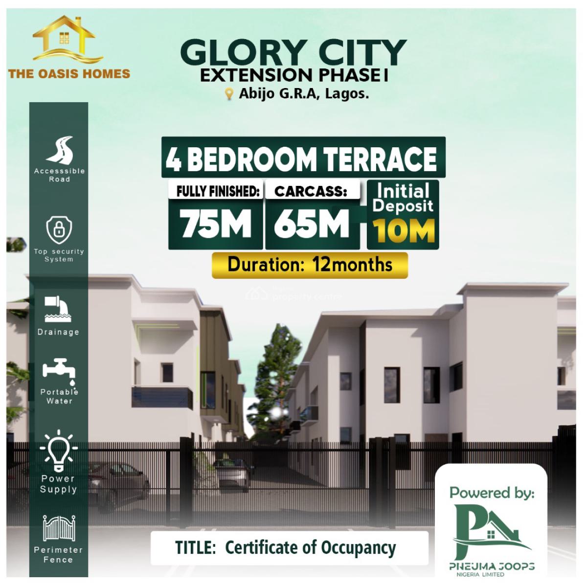 Off Plan 4 Bedroom Terrace Duplex, Glory City Extension 1, Abijo, Lekki, Lagos, Terraced Duplex for Sale