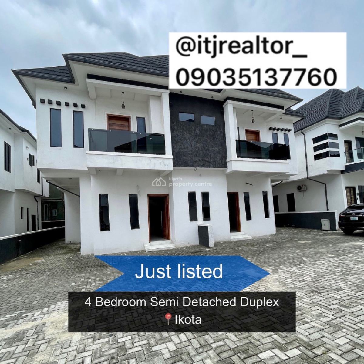 Lovely 4 Bedroom Semi Detached Duplex with Bq, Ikota, Lekki, Lagos, Semi-detached Duplex for Sale
