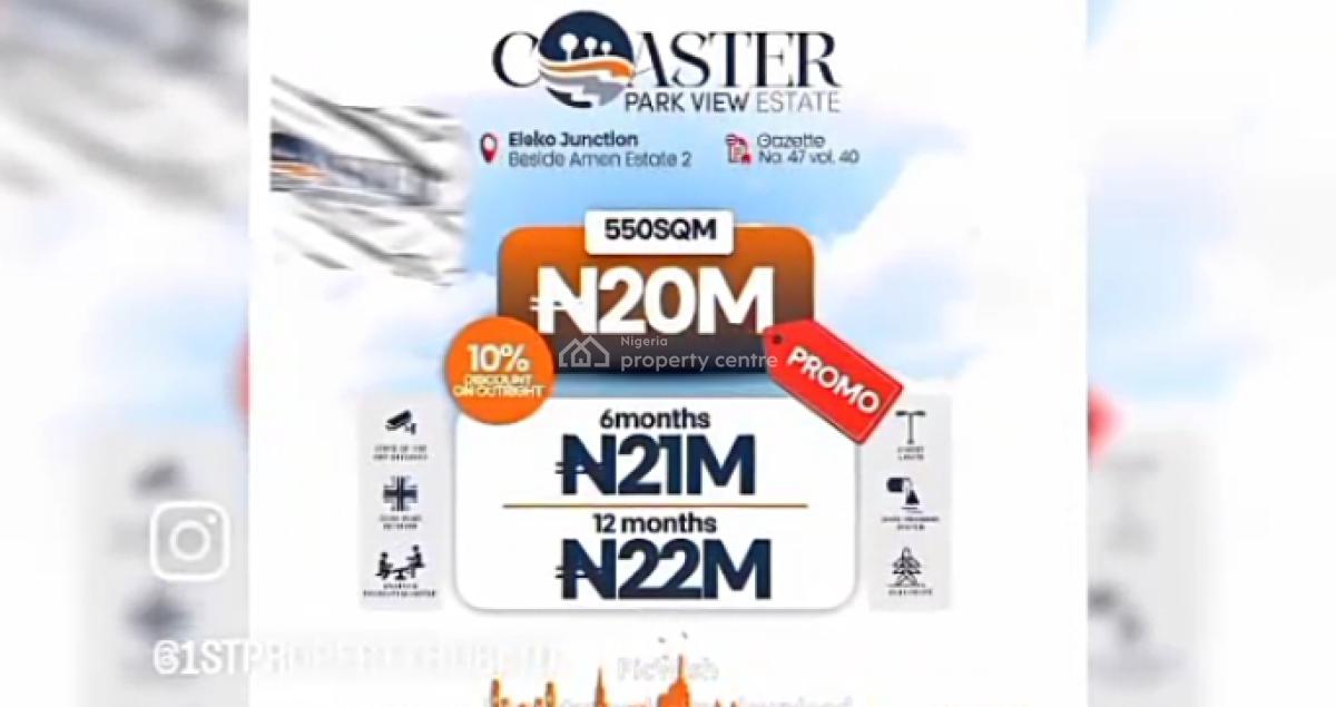 100% Dryland  Facing The Coastal Road, Coaster Park View Estate, Eleko Junction, Eleko, Ibeju Lekki, Lagos, Residential Land for Sale