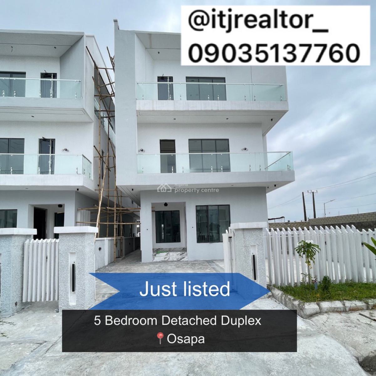 Lovely 5 Bedroom Detached Duplex with Swimming Pool and Bq, Osapa London, Osapa, Lekki, Lagos, Detached Duplex for Sale