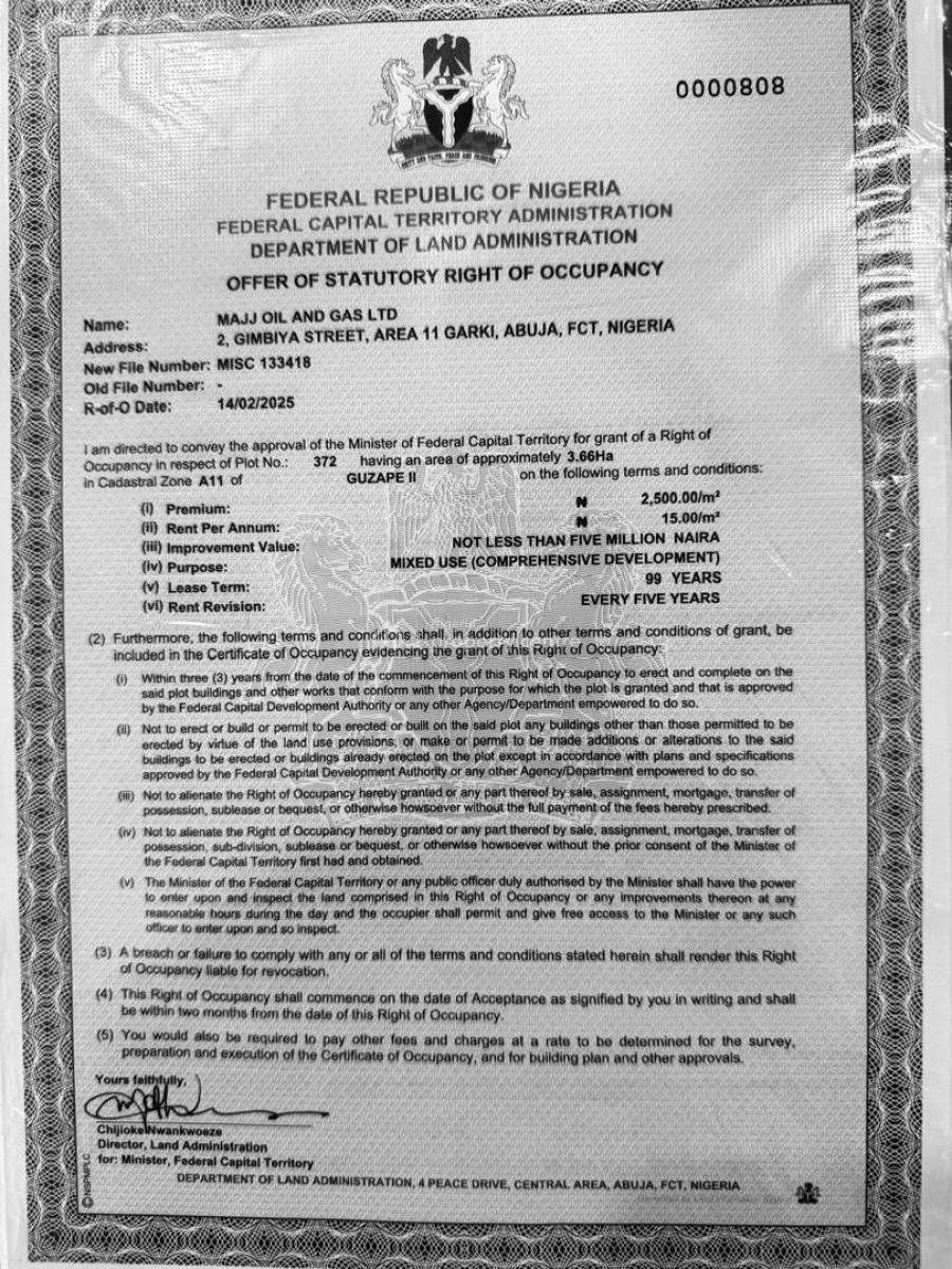Prime Land with C of O in Guzape Ii, Guzape Ii, Guzape District, Abuja, Residential Land for Sale