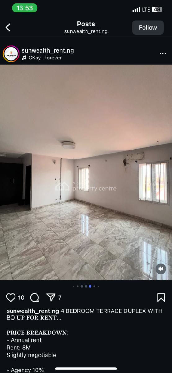 4 Bedroom Terrace Duplex with Bq, Osapa, Lekki, Lagos, House for Rent