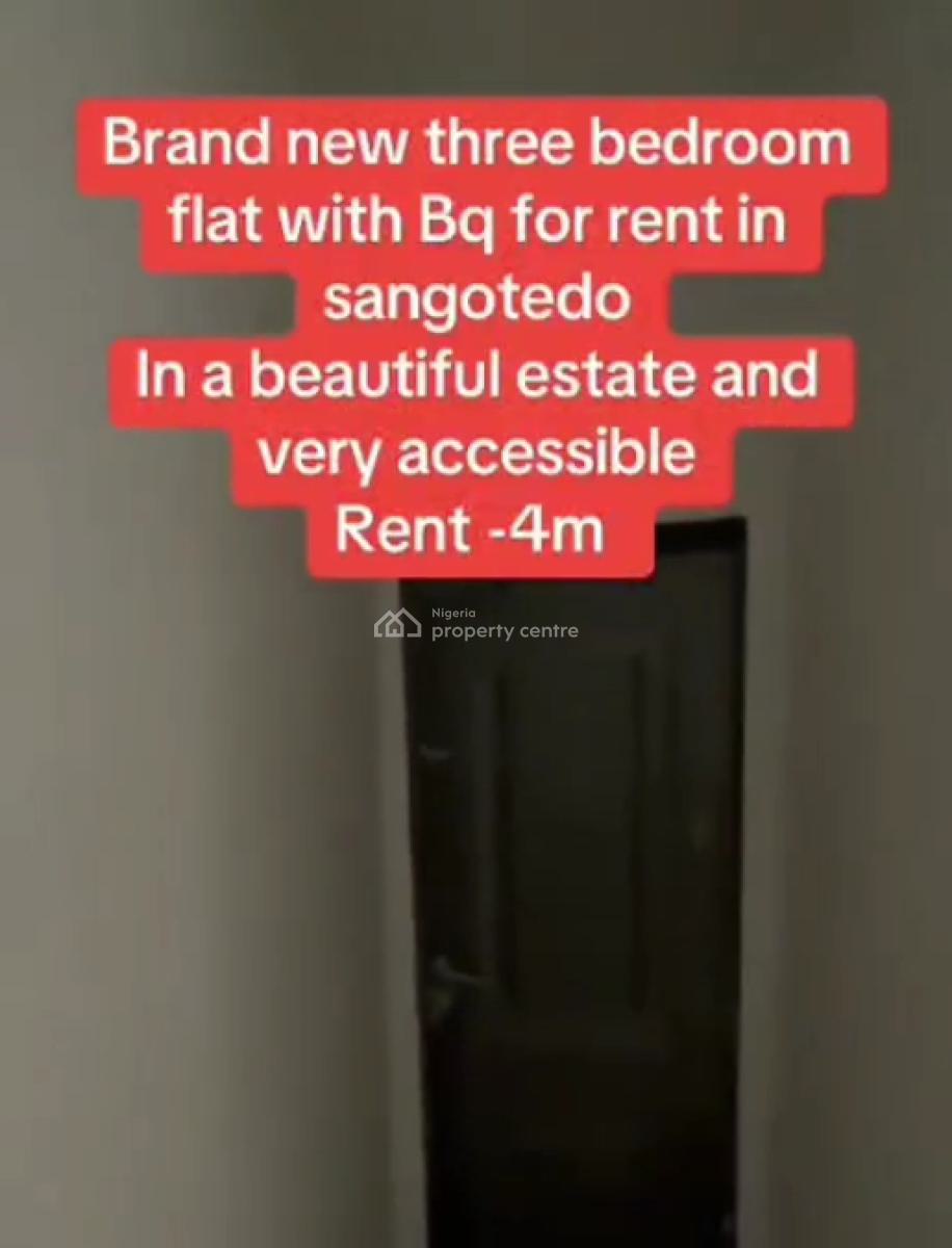 Brand New 3-bedroom Apartment with Bq, Shoprite Road, Sangotedo, Ajah, Lagos, Flat / Apartment for Rent