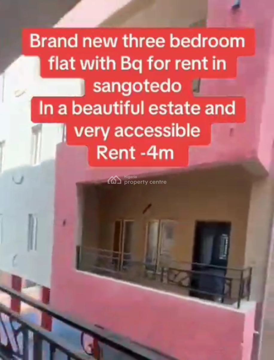 Brand New 3-bedroom Apartment with Bq, Shoprite Road, Sangotedo, Ajah, Lagos, Flat / Apartment for Rent