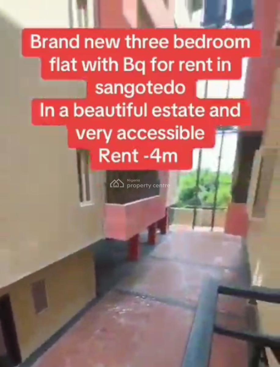 Brand New 3-bedroom Apartment with Bq, Shoprite Road, Sangotedo, Ajah, Lagos, Flat / Apartment for Rent