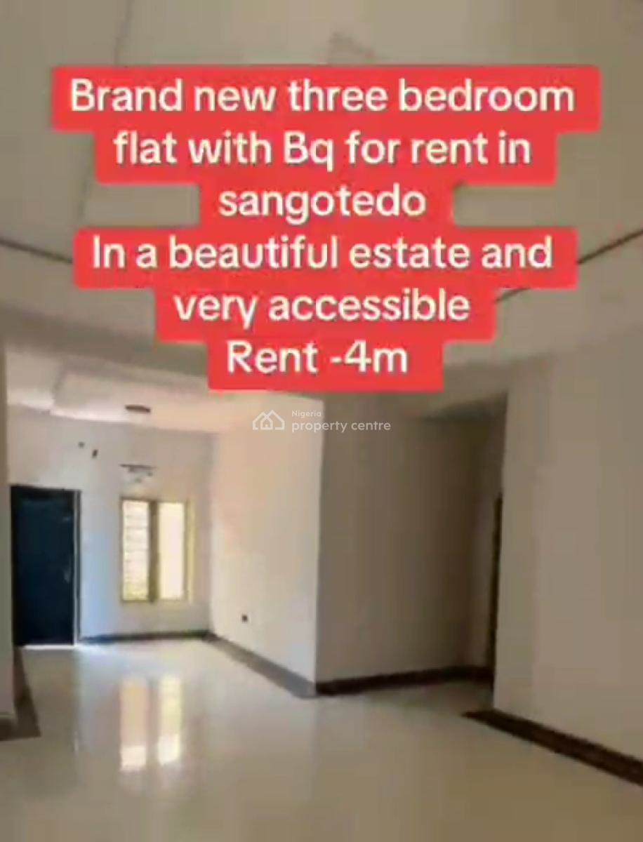 Brand New 3-bedroom Apartment with Bq, Shoprite Road, Sangotedo, Ajah, Lagos, Flat / Apartment for Rent