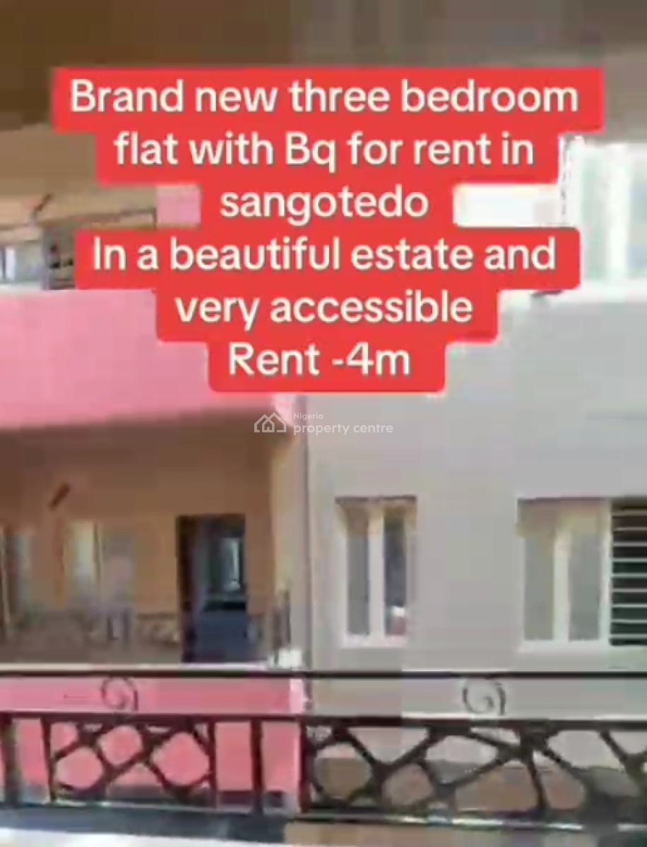 Brand New 3-bedroom Apartment with Bq, Shoprite Road, Sangotedo, Ajah, Lagos, Flat / Apartment for Rent