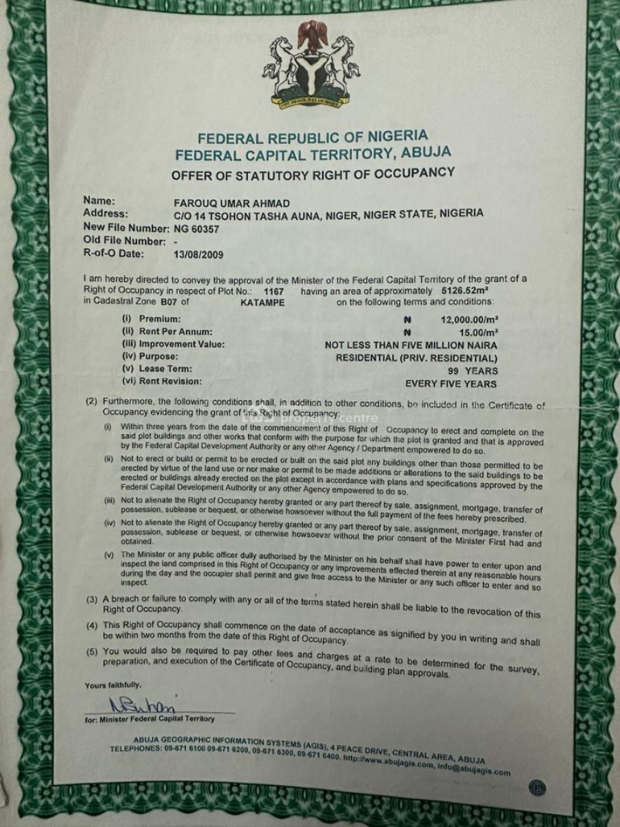 5,126 Residential Priv Housing Estate Plot, Katampe Main, Katampe (main), Katampe, Abuja, Residential Land for Sale