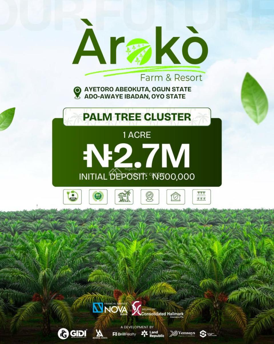Palm Tree Plantation ( 1 Acre), Palm Tree Plantation Is Situated @ Aiyetoro Abeokuta, Abeokuta North, Ogun, Commercial Land for Sale
