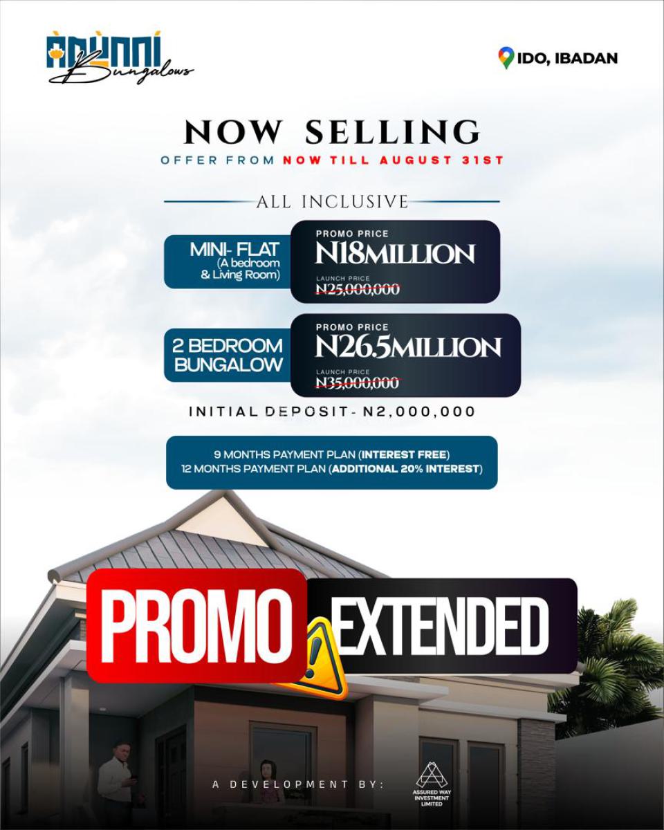 Adunni Bungalow, Ido, Ibadan, Oyo, Detached Bungalow for Sale