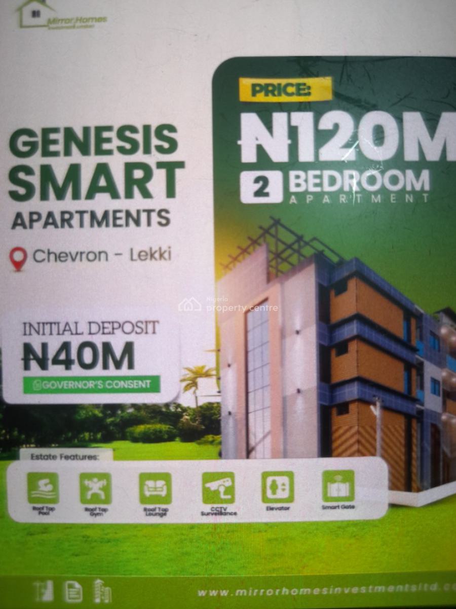 2 Bedroom Apartment Rooftop Luxury Pool and Elevator with Payment Plan, Near Lekki Conservation Centre Circle Mall and Atlantic Mall, Chevron, Lekki, Lagos, Flat / Apartment for Sale