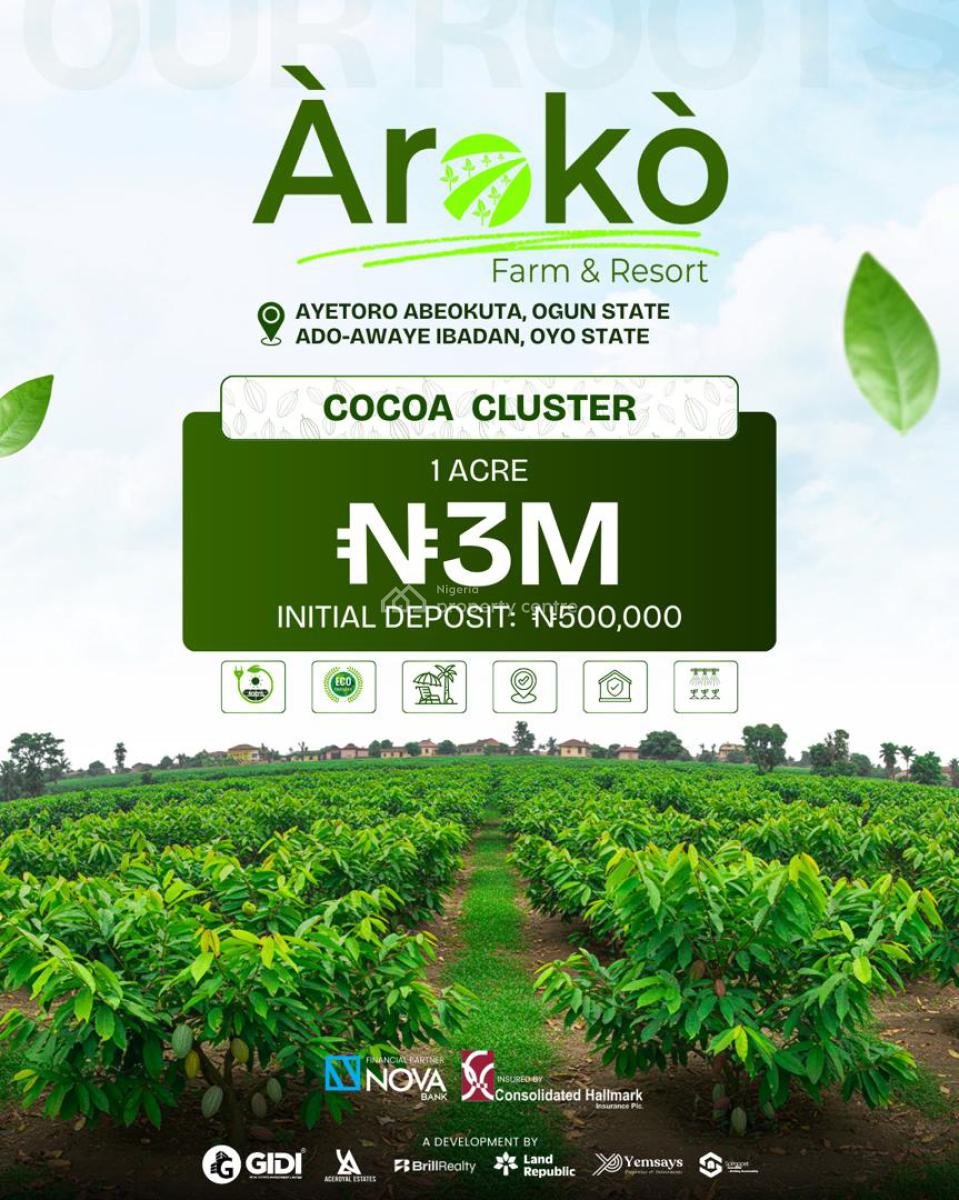a Cocoa Cluster Farm  with Registered Survey and Deed of Assignmen, Aroko Farm & Resort,africas First Luxury Farm Aiyetoro, Abeokuta South, Ogun, Mixed-use Land for Sale