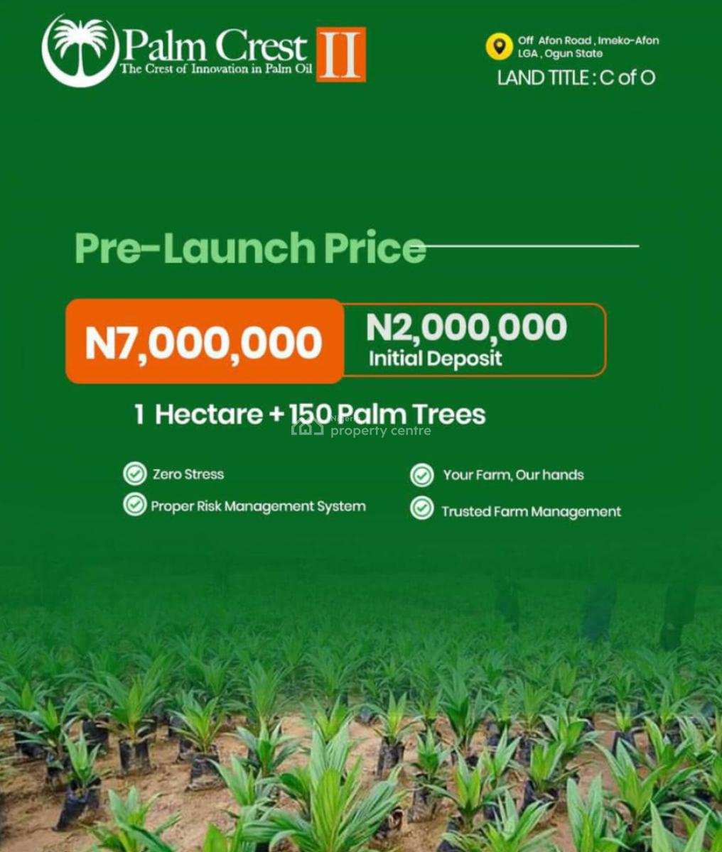 *palm Crest 2 Imeko Afon Local Government, Ogun State,, Imeko Afon Ogun, Imeko Afon, Ogun, Commercial Land for Sale