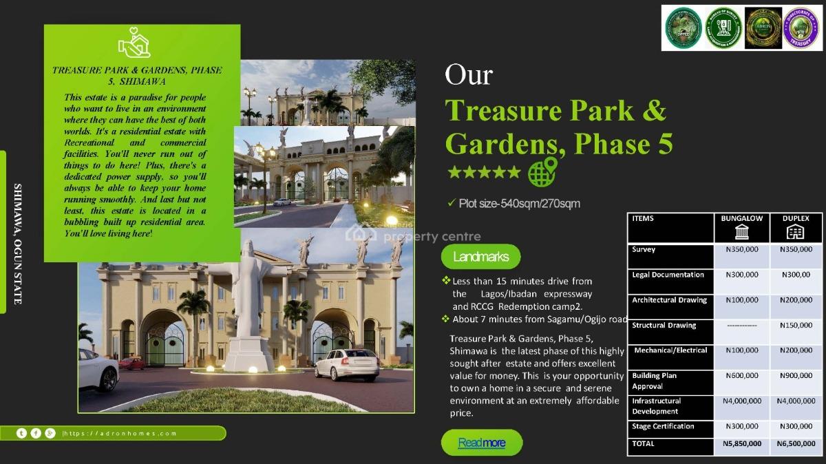 Estate Land Selling 540sqm, Treasure Parks and Gardens Phase 4 Estate, City of God, Simawa, Ogun, Mixed-use Land for Sale
