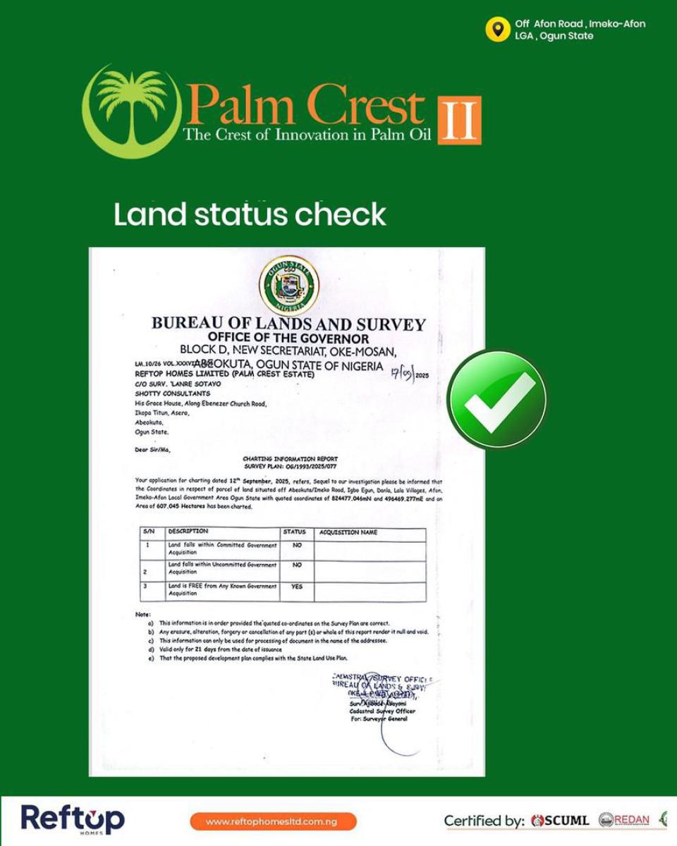 Palm  Crest Ii. Palm Tree Farm with a Title of C of O, Off Afon Road, Imeko Afon, Ogun, Commercial Land for Sale