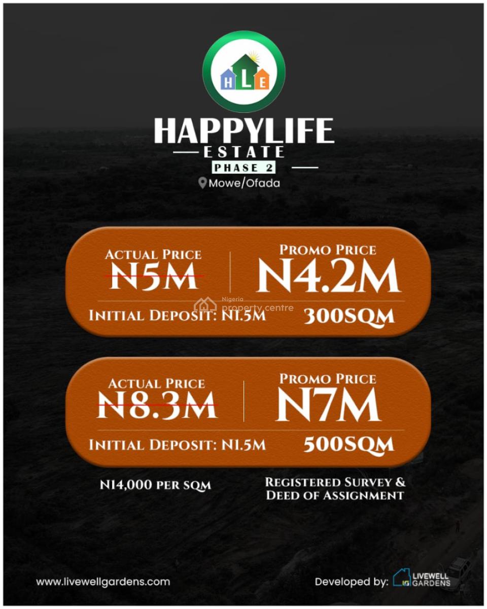 Affordable Plots of Mixed-use Land, Happy Life Estate, Mowe Ofada, Ogun, Mixed-use Land for Sale