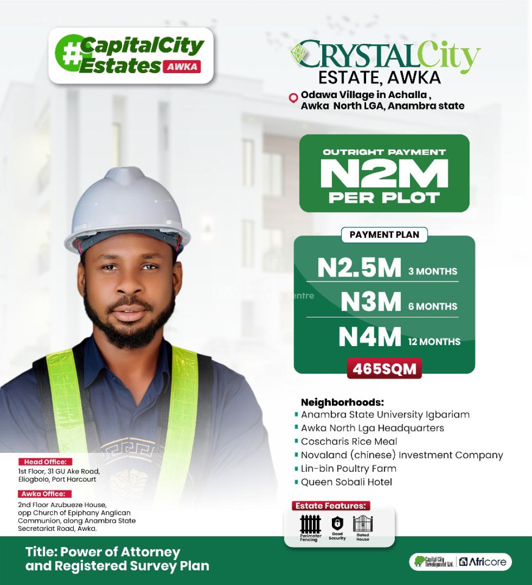 Most Affordable 100% Dry Land Suits for Investment, Awka, Anambra, Residential Land for Sale