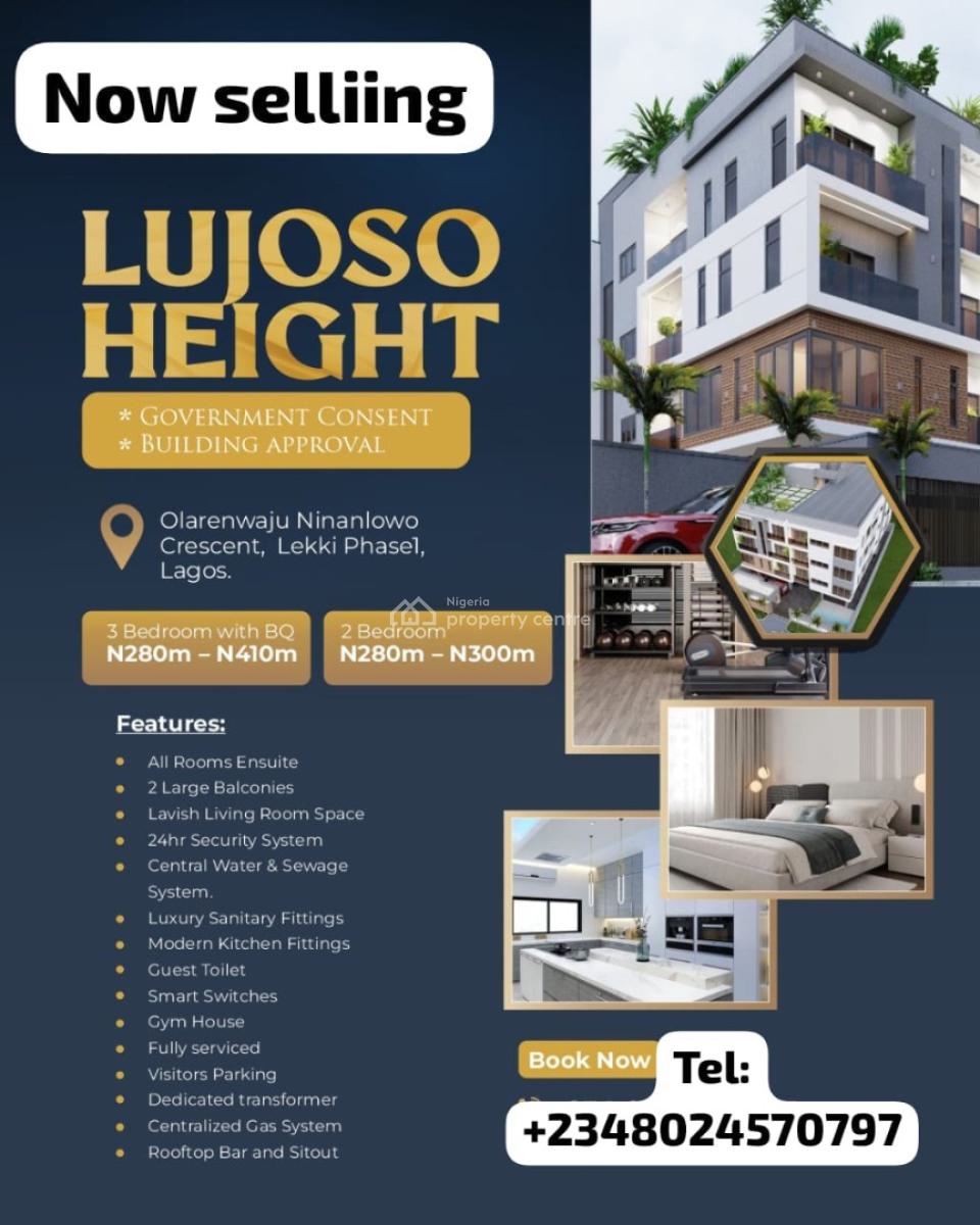 Luxury 3 Bedroom Apartments, Olarewaju Ninalowo Crescent, Lekki Phase 1, Lekki, Lagos, Flat / Apartment for Sale